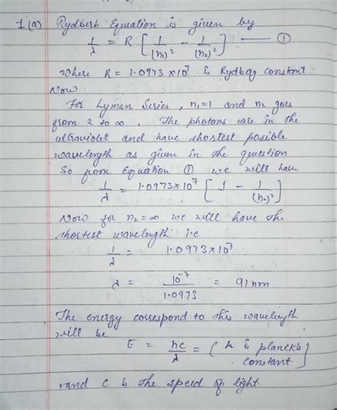 1a.For the Rydberg equation for hydrogen, . RH is the Rydberg constant ...