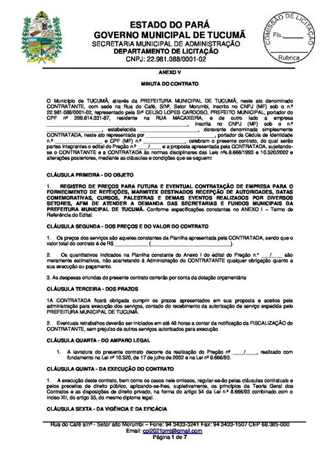 MINUTA CONTRATO ASS Prefeitura Municipal de Tucumã Gestão 2021 2024