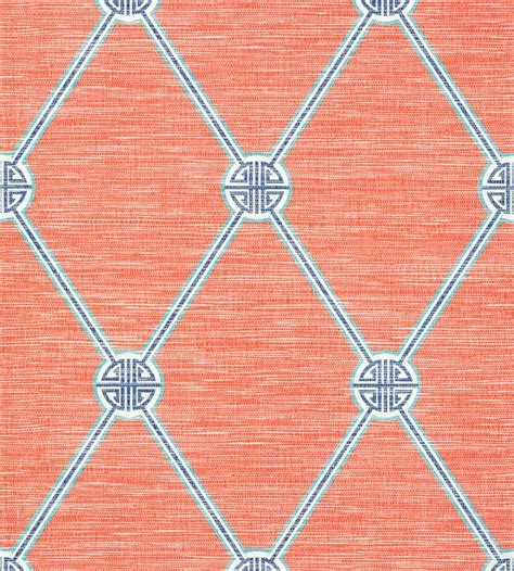 Turnberry Trellis Wallpaper In Coral By Thibaut Jane Clayton