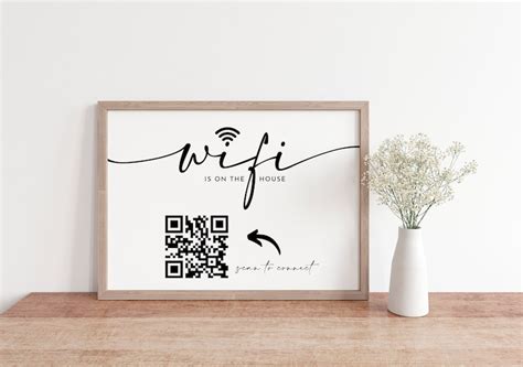 Wifi Sign Qr Code Editable Wifi Sign Canva Template Etsy