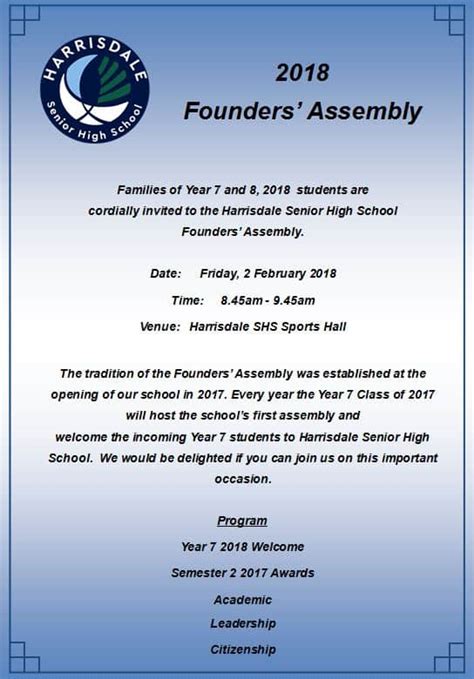 2018 Founders Assembly Harrisdale Shs Excellence In Learning And