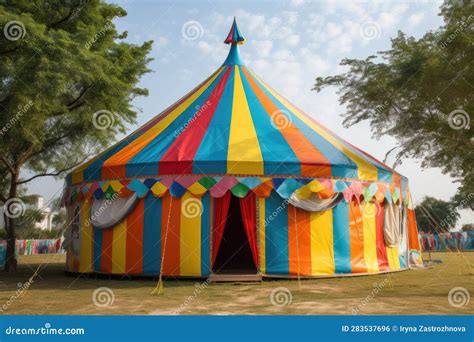 Colorful Striped Circus Tent Illustration Stock Illustration