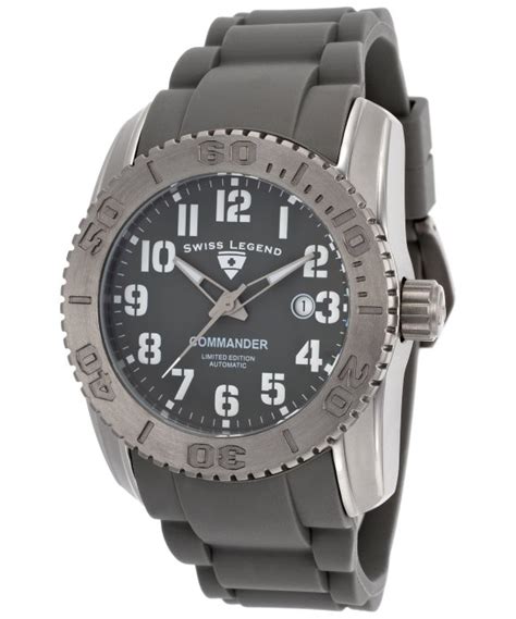 Swiss Legend Commander Automatic Grey Silicone And Dial In Gray For Men