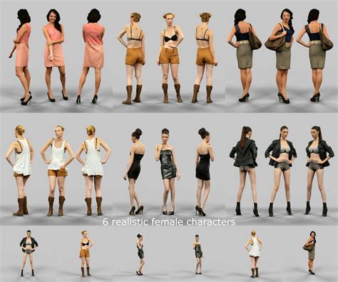 6 Realistic Female Characters Vol 4 3D Model Sketchup Model Model