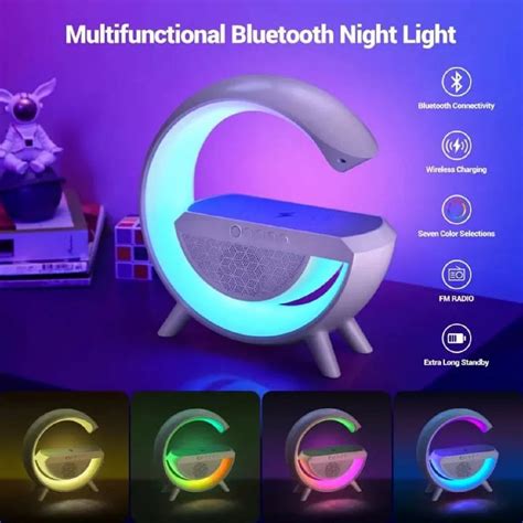 G Shaped Bluetooth Speaker With FM Radio RGB Light Table Lamp Wireless