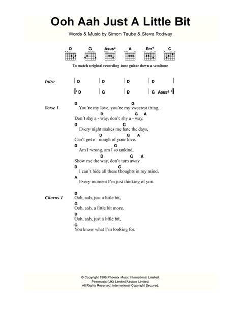 Gina G Ooh Aah Just A Little Bit Sheet Music Notes Download Printable Pdf Score 118095