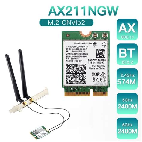 Network Card Ax211ngwdual Antenna Wifi 6e M2 Key E Cnvio2 24ghz5ghz 80211ac Bluetooth 52