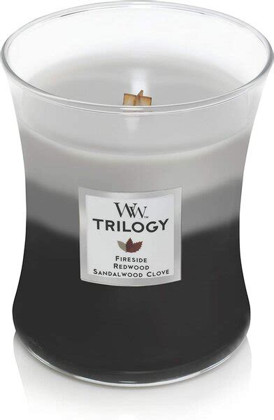 Woodwick Scented Candle Trilogy Fireside Redwood Sandalwood Clove