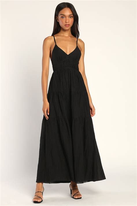 Black Backless Dress Tiered Maxi Dress Backless Maxi Dress Lulus