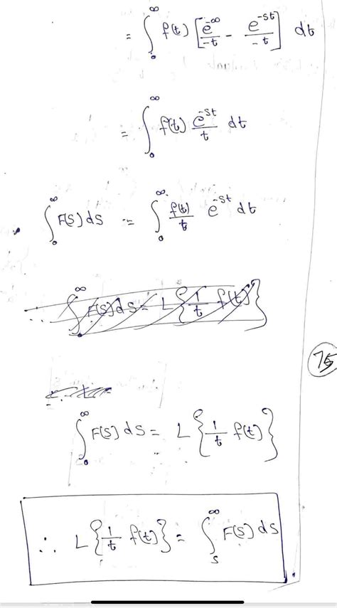 Division By T Property Of Laplace Transform Hand Written Notes And