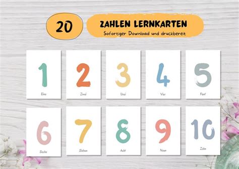 Numbers Flashcards 1 20 Learn Numbers Numbers Flashcards German