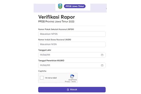 Link Verifikasi Rapor Ppdb Jatim Ppdb Jatim Net Pin Verifikasi