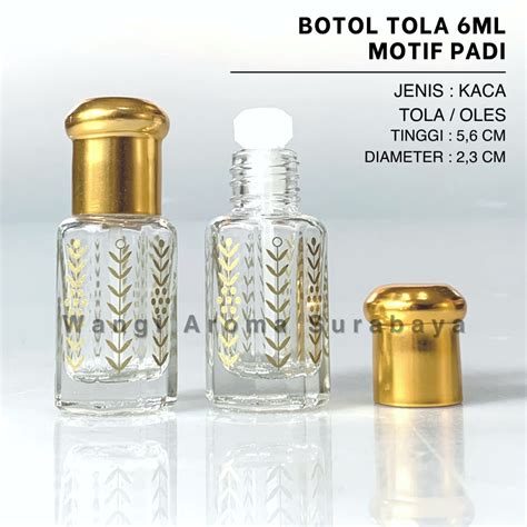 Jual Botol Tola Surrati Motif Padi 6ML Botol Parfum Tola Motif Padi