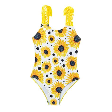 Girls Swimsuits 1 Piece Quick Dry Sleeveless Strap Floral Print Summer