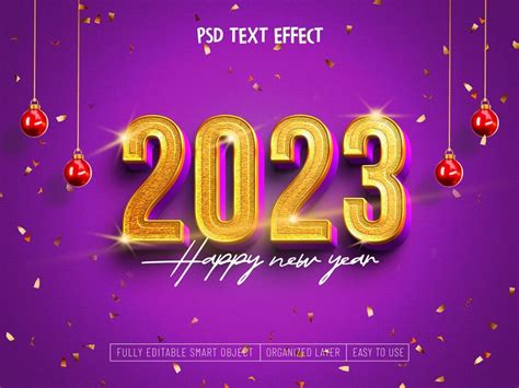 Feliz Año Nuevo 2023 Efecto De Texto Dorado Archivo Psd Gratis