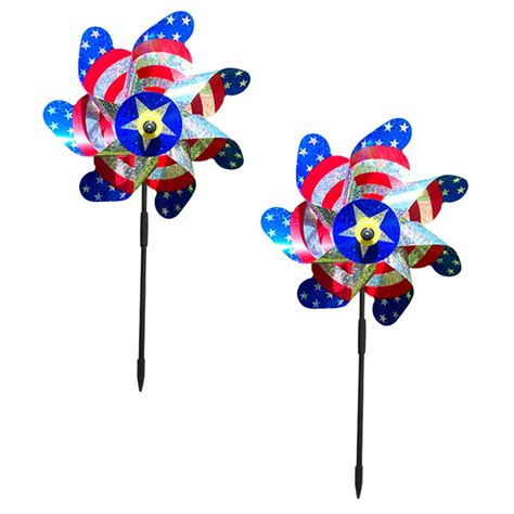 Topbathy 2pcs 4th Of July Patriotic American Pinwheels Red White Blue