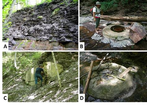 Field Photographs Of Carbonate Concretions Hosted By The Huron Shale