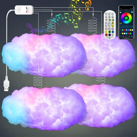 Amazon Pcs D Big Cloud Lightning Light Kit Music Sync Warm