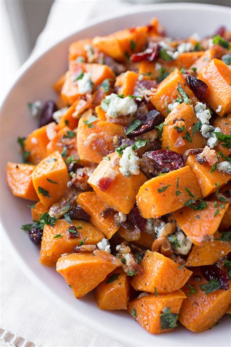 Warm Roasted Sweet Potato Salad With Apple Smoked Bacon