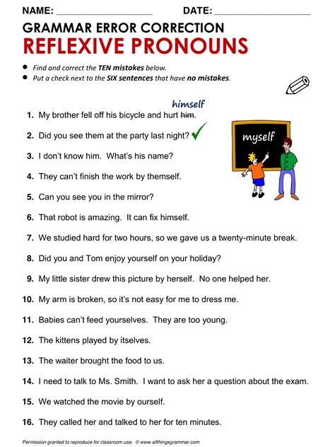 Worksheets Reflexive Pronouns Reflexive Pronouns Worksheet