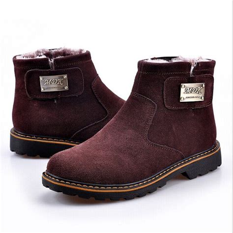 Snow Boots Australia Suede Leather Men Boots Genuine Leather Slip On