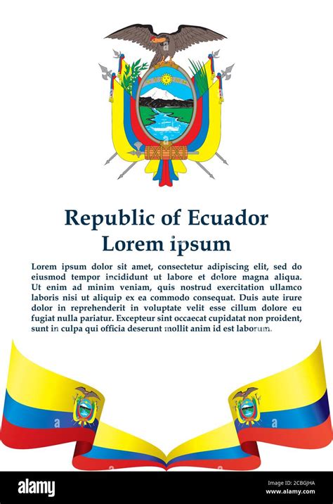 Flag of Ecuador, Republic of Ecuador. Template for award design, an ...