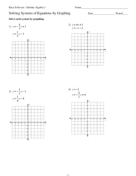 Solving Systems Of Equations By Graphing Worksheet For 8th 10th Grade