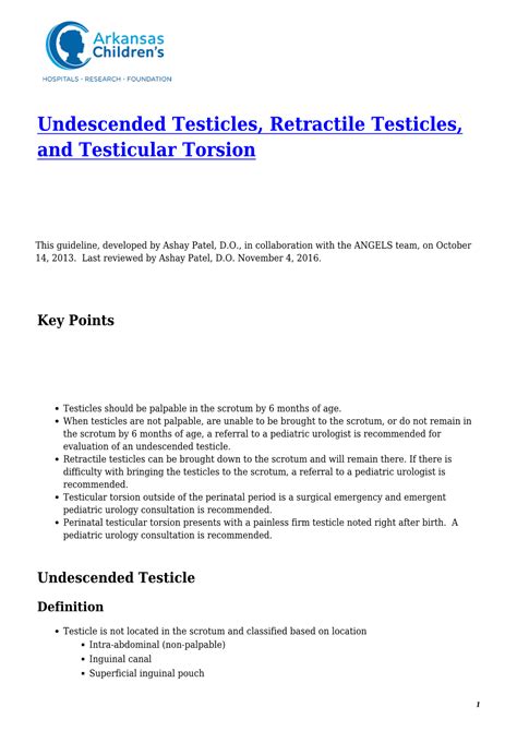 Undescended Testicles Retractile Testicles And Testicular Torsion