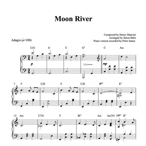 Moon River Henry Mancini Piano Sheet Music For Ballet Classes PDF