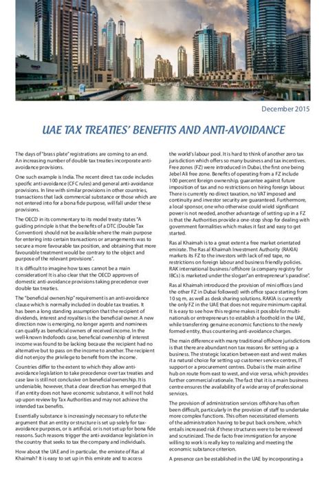 Uae Tax Treaties Benefits And Anti Avoidance