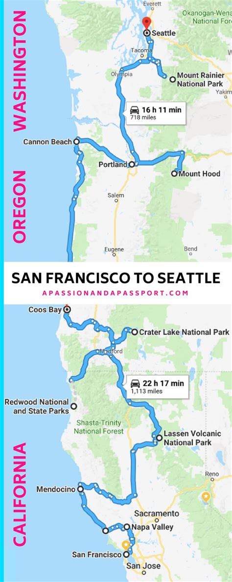 San Francisco To Seattle Road Trip Itinerary The Pacific Northwest