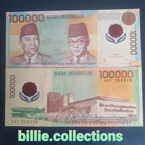 Jual Uang Kertas Kuno 100000 Rupiah Polymer Soetta Tahun 1999 Di Seller