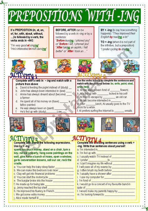 Preposition Verbs Worksheet