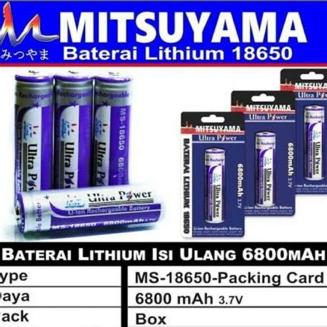 Jual Mitsuyama Baterai 18650 Ultra Power 6800mah 3 7v Senter Laser