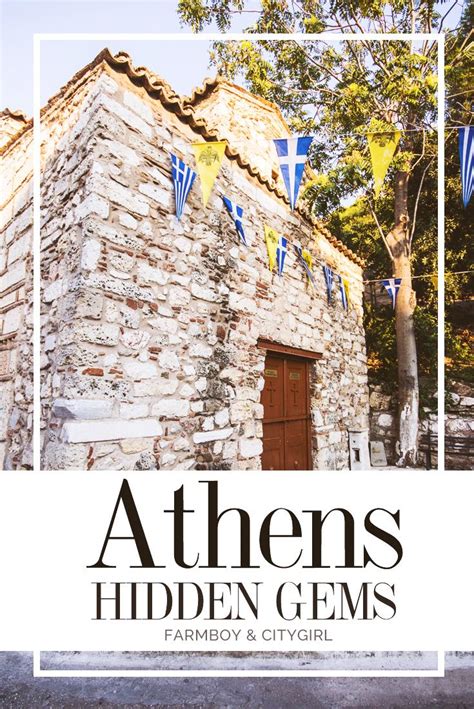 An Old Stone Building With Flags On It And The Words Athen S Hidden Gems