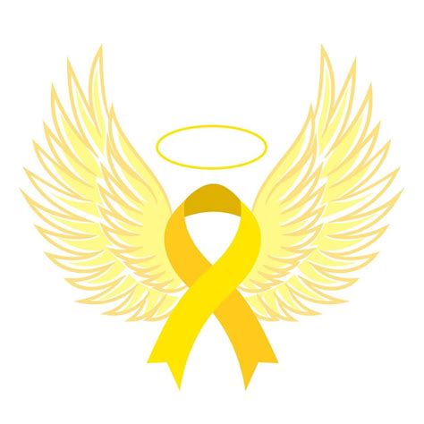 Yellow ribbon with angel wings. Childhood Cancer Awareness Ribbon ...