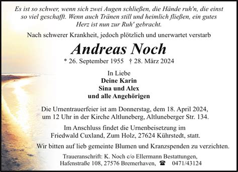 Andreas Noch Gedenken Nordsee Zeitung