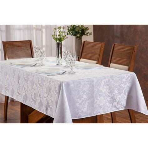 Toalha De Mesa Jacquard Retangular Branca Lugares No Shoptime