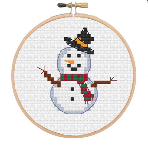 Snowman Cross Stitch Pdf Easy Christmas Cross Stitch Etsy