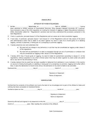 Annexure 2 Affidavit By Parent Fill Online Printable Fillable