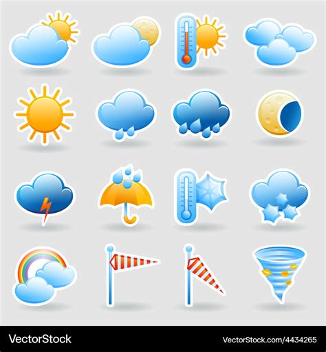 Weather Forecast Symbols Icons Set Royalty Free Vector Image