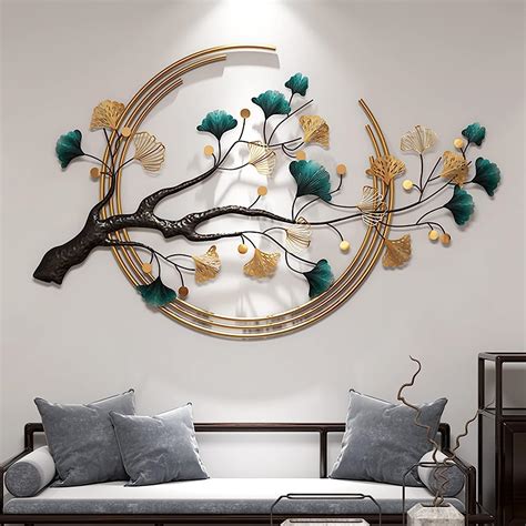 Creative Ginkgo Leaves Wall Art Handmade Metal Sculpture For Home