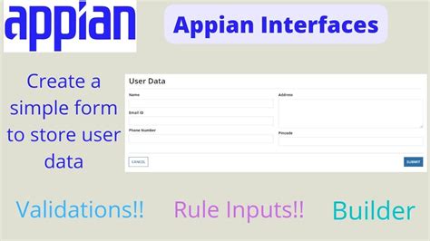 Appian Interfaces Create A Form Using Cdt Appian Tutorial Youtube