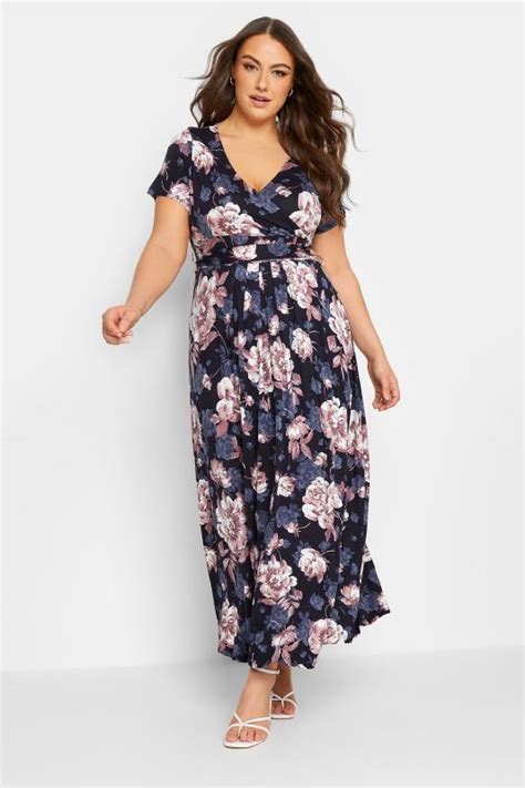 Yours Plus Size Black Floral Wrap Front Tie Maxi Dress Yours Clothing