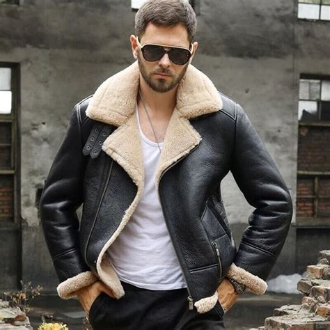 How A Men S Shearling Aviator Leather Jacket Should Fit Size Guide