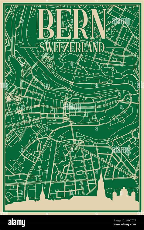 Road Network Poster Of The Downtown BERN SWITZERLAND Stock Vector