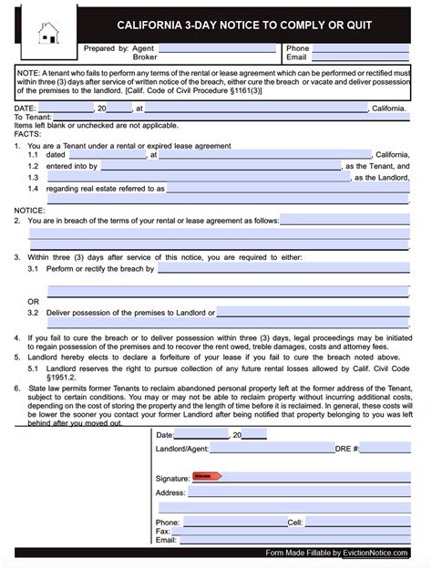 3 Day Notice To Quit California Template