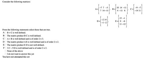 Solved Consider The Following Matrices From The Following Chegg