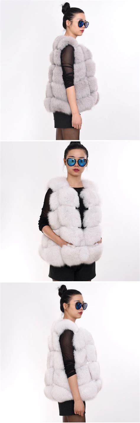 Fashion Real Fox Fur Vest Women With Real Leather Stripes Buy Fur