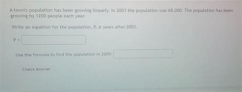 Solved A Town S Population Has Been Growing Linearly In Chegg